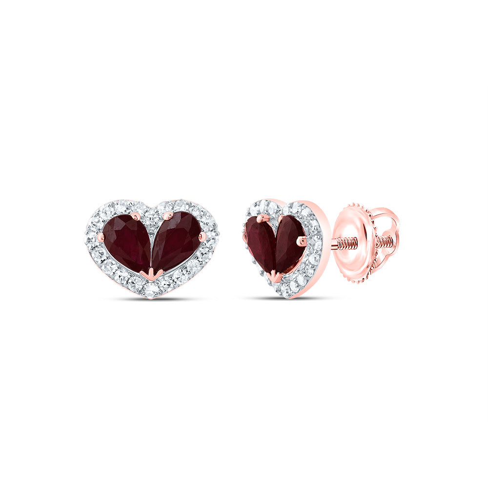 14kt Yellow Or White Or Rose Gold Natural Diamond Pear Natural Gem Heart Stud Earring
