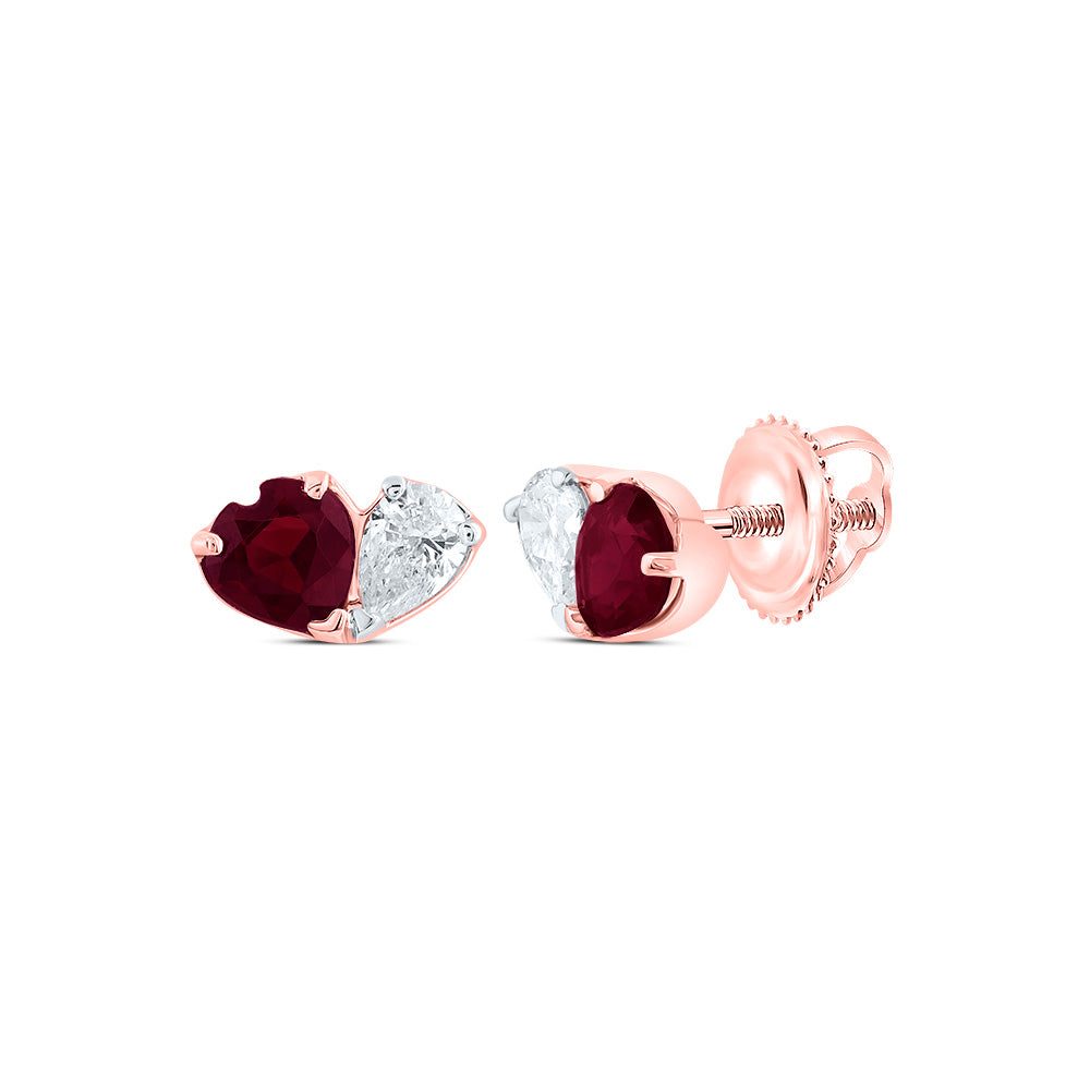14kt Yellow Or White Or Rose Gold Natural Diamond Ana M 3mm Heart Natural Gem Heart Stud Earring
