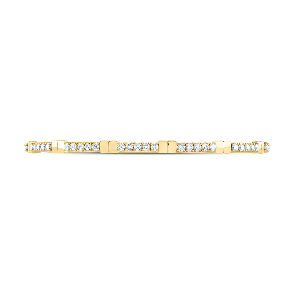 14kt Yellow Gold 1 3/8 Cttw Diamond Ana M Fashion Flexible Bangle (60x50mm)