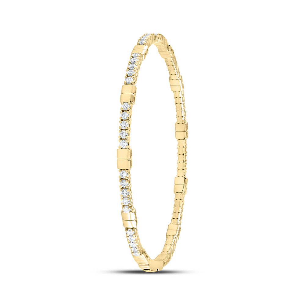 14kt Yellow Gold 1 3/8 Cttw Diamond Ana M Fashion Flexible Bangle (60x50mm)