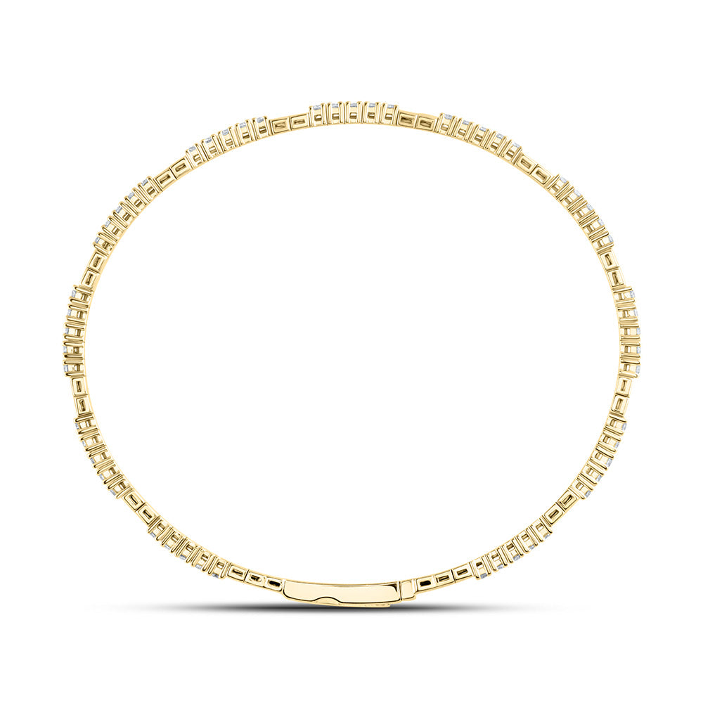 14kt Yellow Gold 1 3/8 Cttw Diamond Ana M Fashion Flexible Bangle (60x50mm)