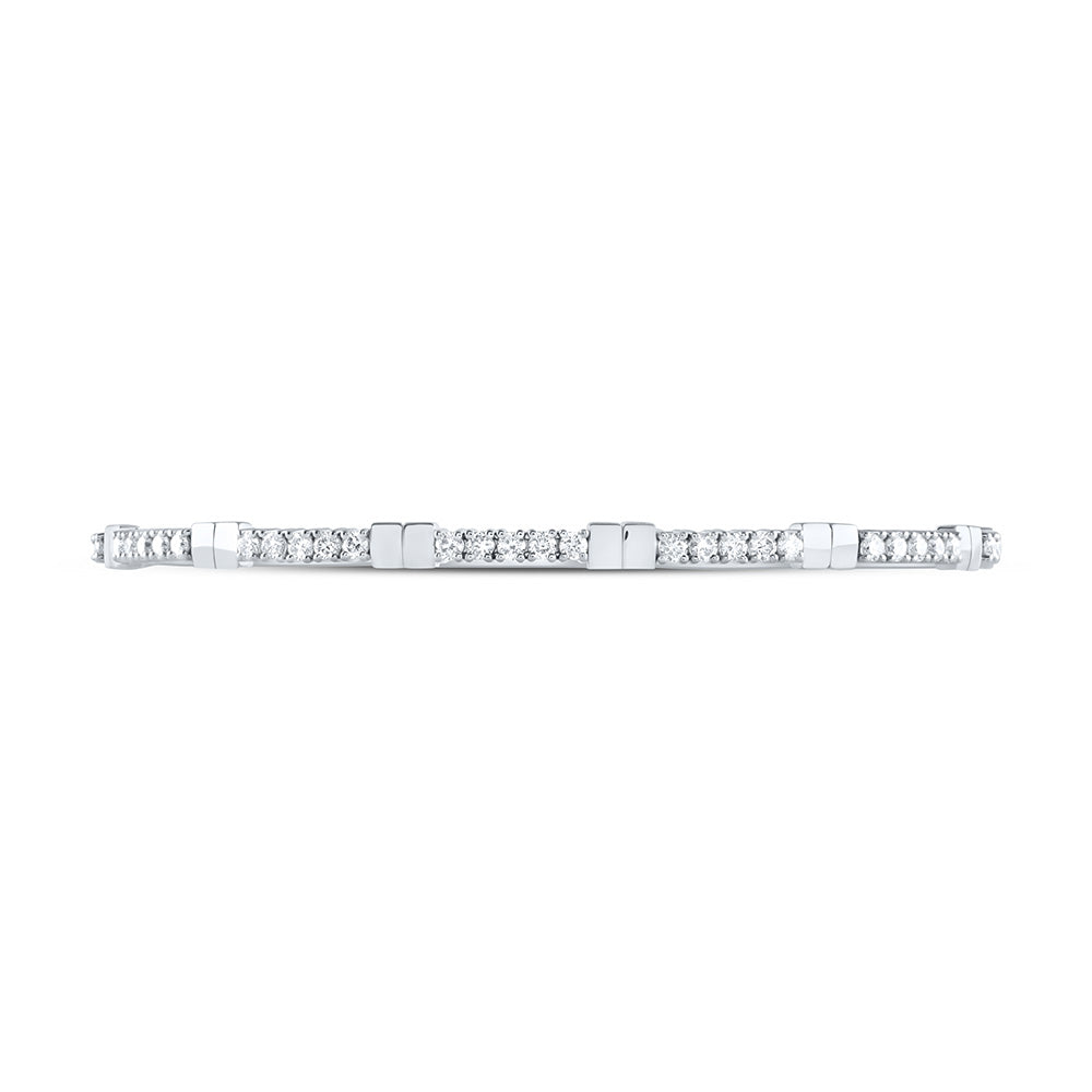 14kt White Gold 1 3/8 Cttw Diamond Ana M Fashion Flexible Bangle (60x50mm)
