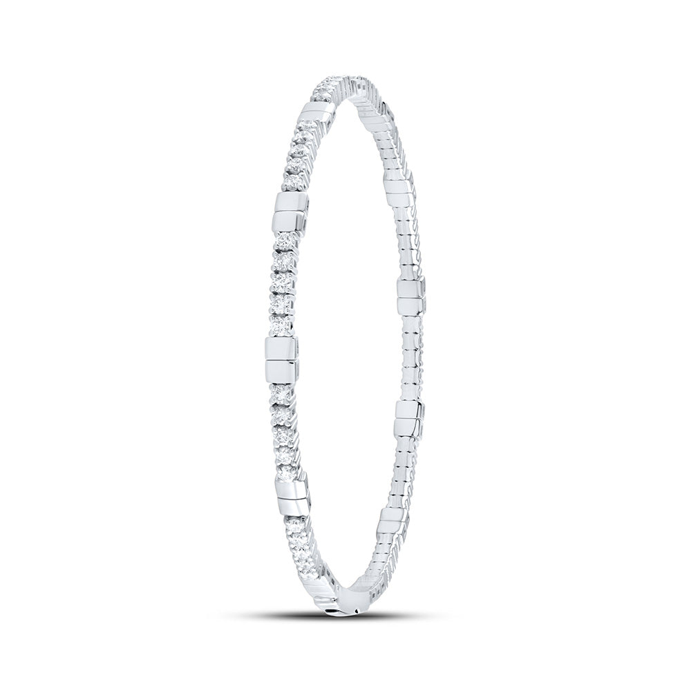 14kt White Gold 1 3/8 Cttw Diamond Ana M Fashion Flexible Bangle (60x50mm)