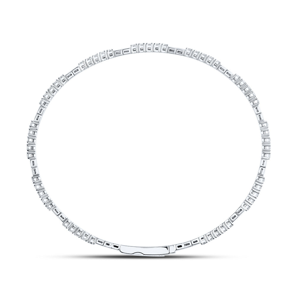 14kt White Gold 1 3/8 Cttw Diamond Ana M Fashion Flexible Bangle (60x50mm)