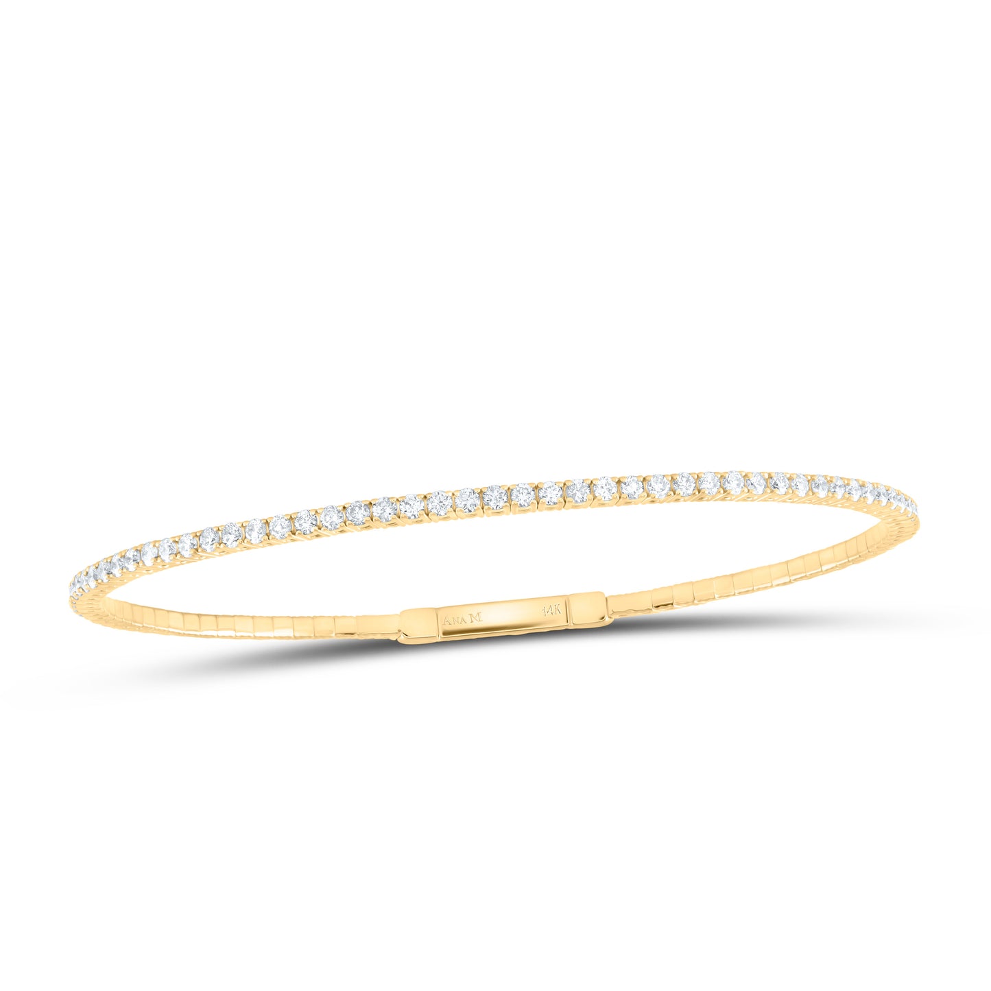 14kt Yellow Gold 1 5/8 Cttw Diamond Ana M Fashion Flexible Bangle (60x50mm)