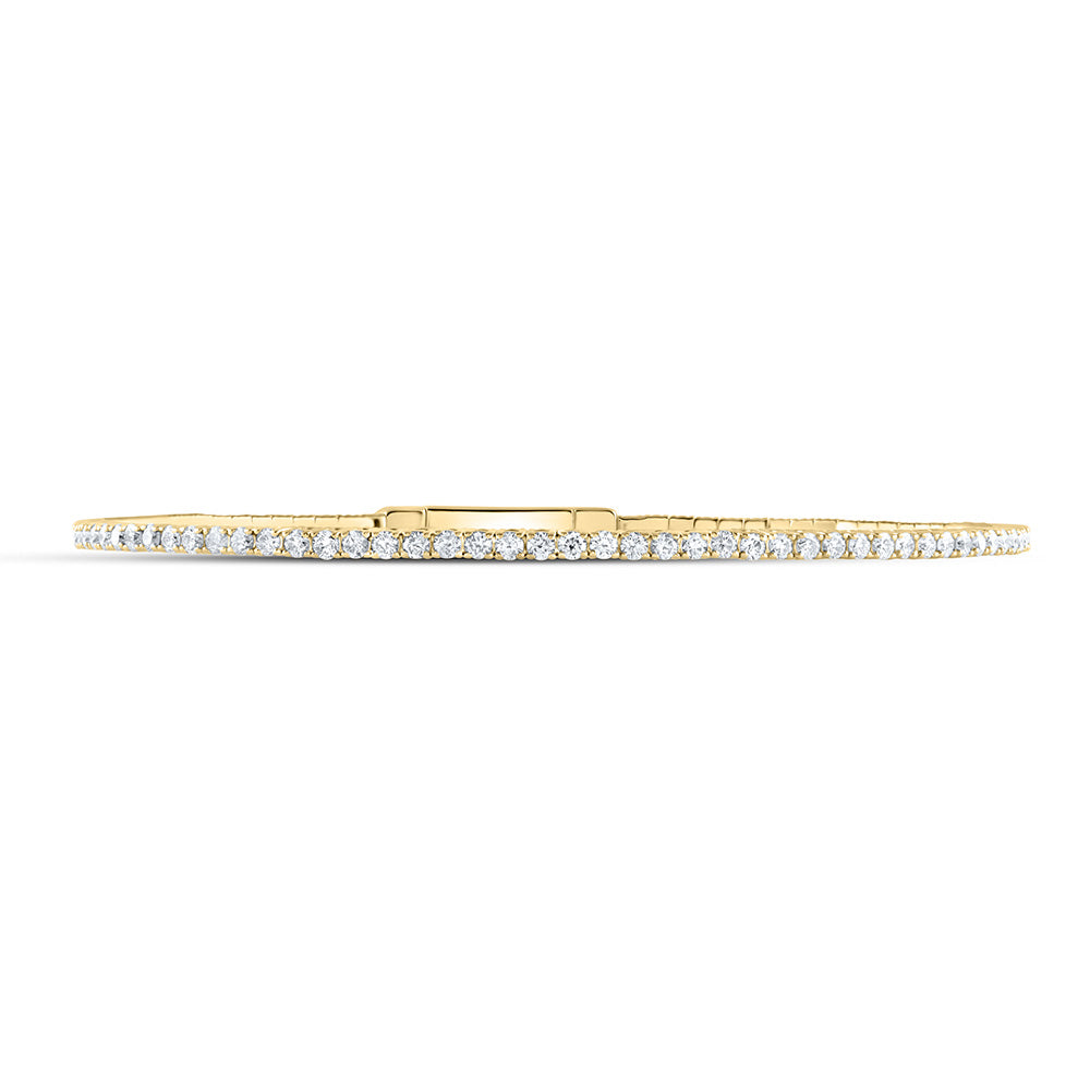 14kt Yellow Gold 1 5/8 Cttw Diamond Ana M Fashion Flexible Bangle (60x50mm)