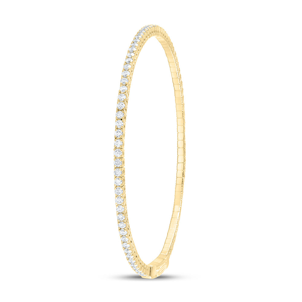 14kt Yellow Gold 1 5/8 Cttw Diamond Ana M Fashion Flexible Bangle (60x50mm)
