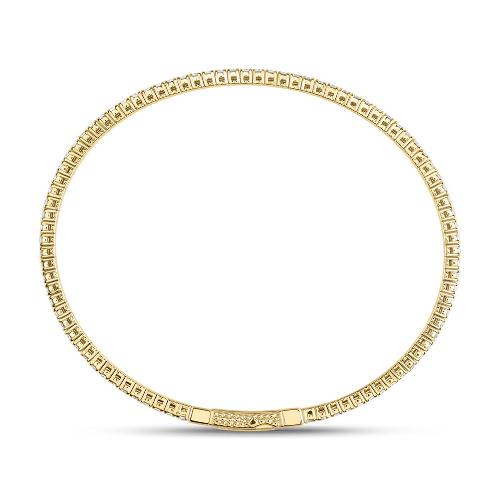 14kt Yellow Gold 1 5/8 Cttw Diamond Ana M Fashion Flexible Bangle (60x50mm)