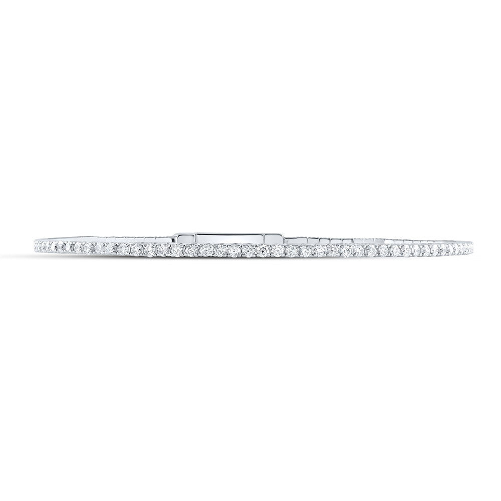 14kt White Gold 1 5/8 Cttw Diamond Ana M Fashion Flexible Bangle (60x50mm)