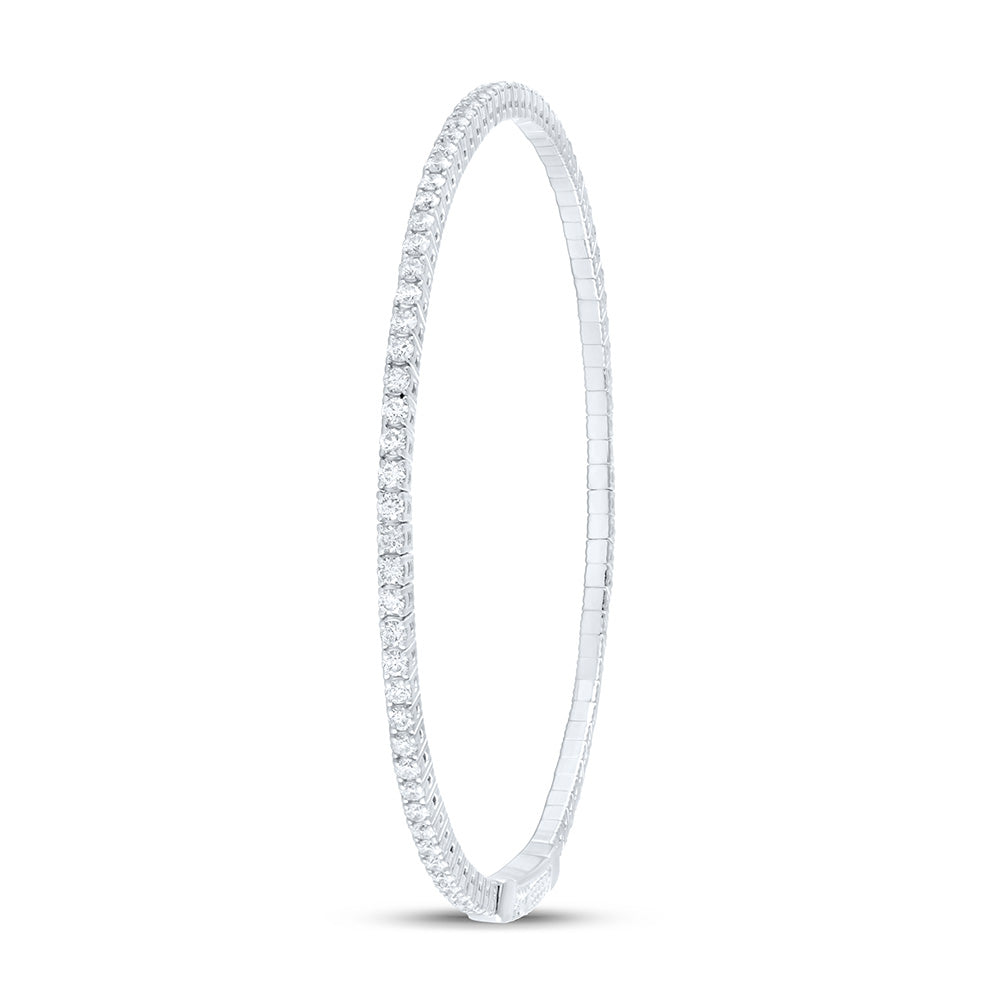 14kt White Gold 1 5/8 Cttw Diamond Ana M Fashion Flexible Bangle (60x50mm)