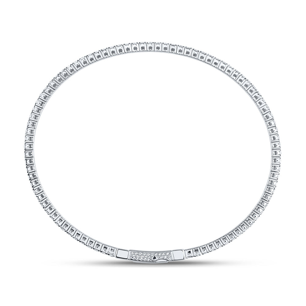 14kt White Gold 1 5/8 Cttw Diamond Ana M Fashion Flexible Bangle (60x50mm)