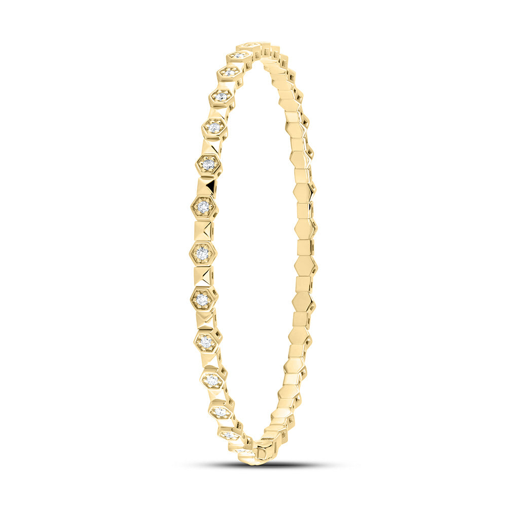 14kt Yellow Gold 3/8 Cttw Diamond Ana M Fashion Flexible Bangle (60x50mm)