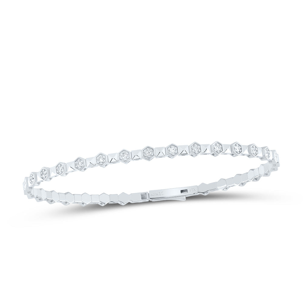 14kt White Gold 3/8 Cttw Diamond Ana M Fashion Flexible Bangle (60x50mm)