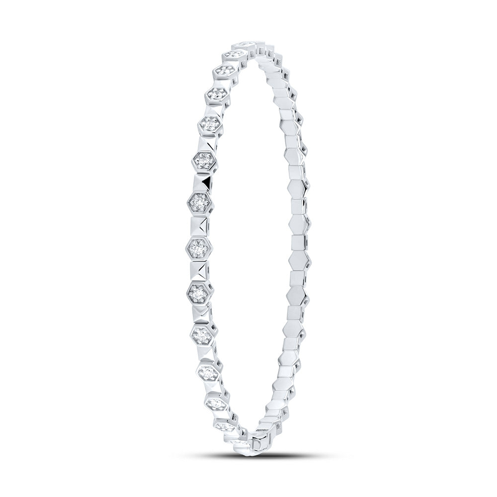14kt White Gold 3/8 Cttw Diamond Ana M Fashion Flexible Bangle (60x50mm)