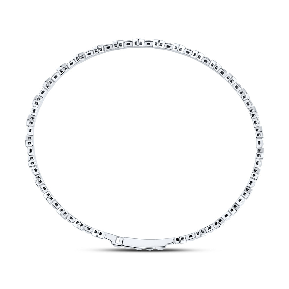 14kt White Gold 3/8 Cttw Diamond Ana M Fashion Flexible Bangle (60x50mm)