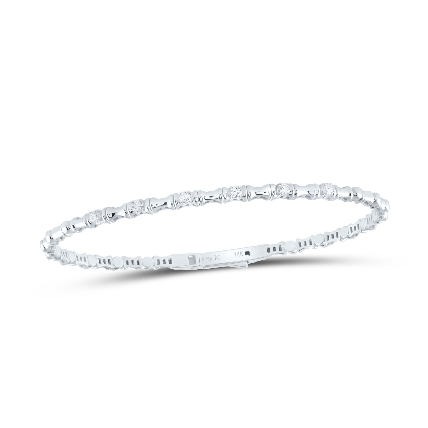 14kt White Gold 1/5 Cttw Diamond Ana M Fashion Flexible Bangle (60x50mm)