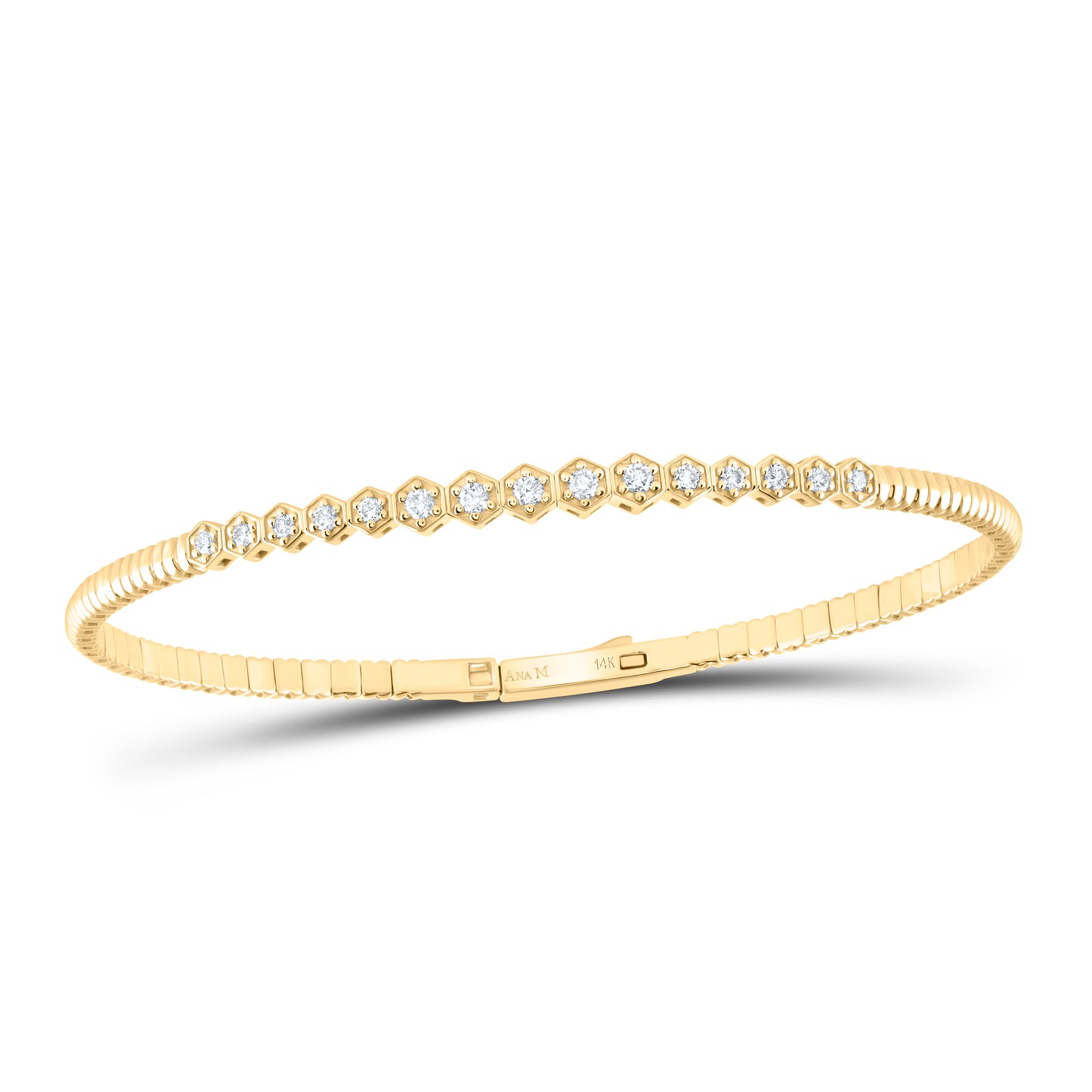14kt Yellow Gold 1/3 Cttw Diamond Ana M Fashion Flexible Bangle (60x50mm)