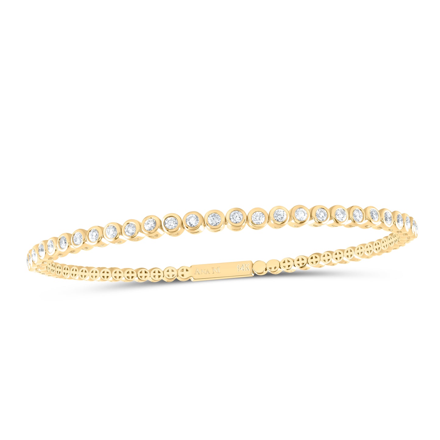 14kt Yellow Gold 7/8 Cttw Diamond Ana M Fashion Flexible Bangle (60x50mm)