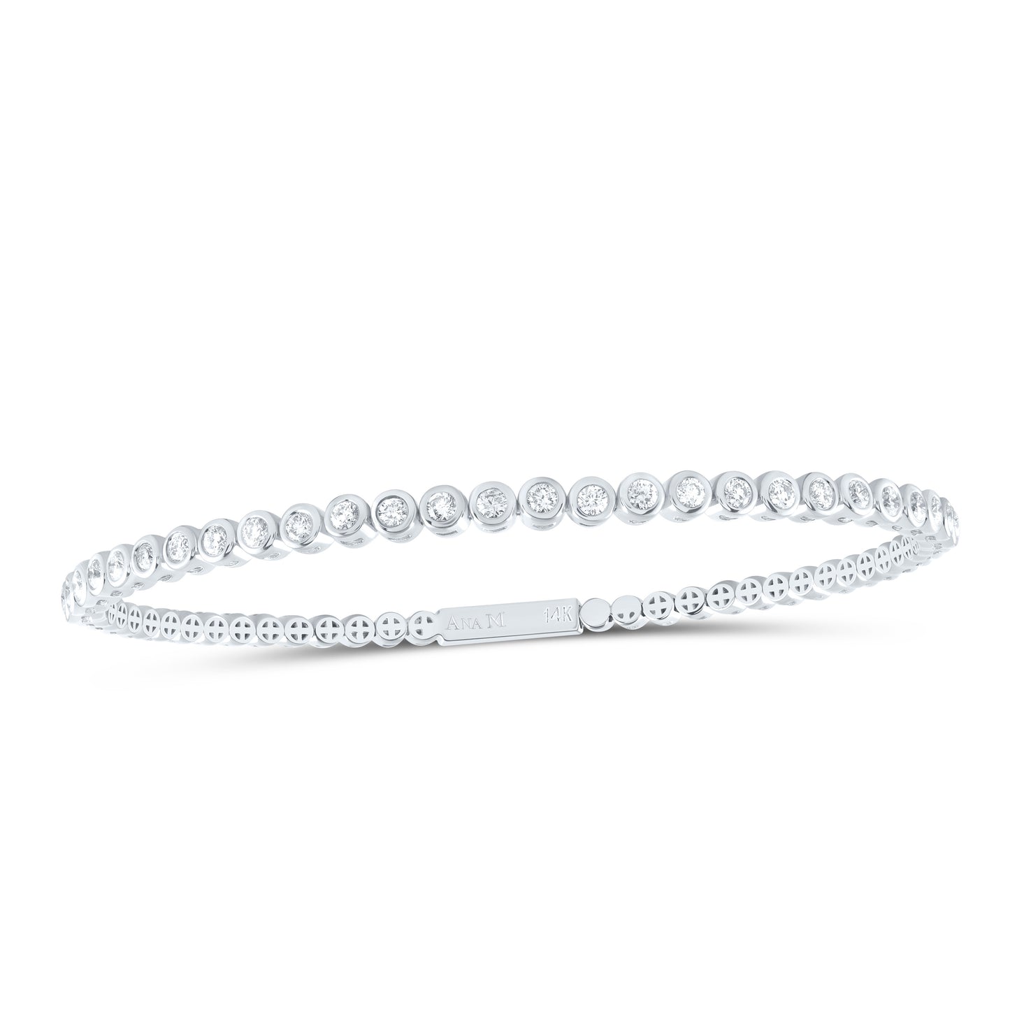 14kt White Gold 7/8 Cttw Diamond Ana M Fashion Flexible Bangle (60x50mm)