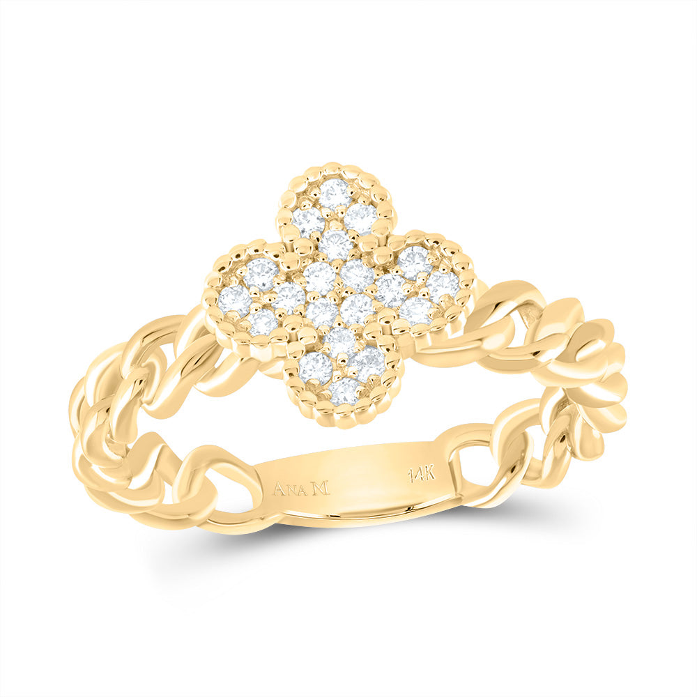 14kt Yellow Gold 1/5 Cttw Diamond Ana M Clover Bridal Wedding Engagement Anniversary Ring, Women Size: 5-9