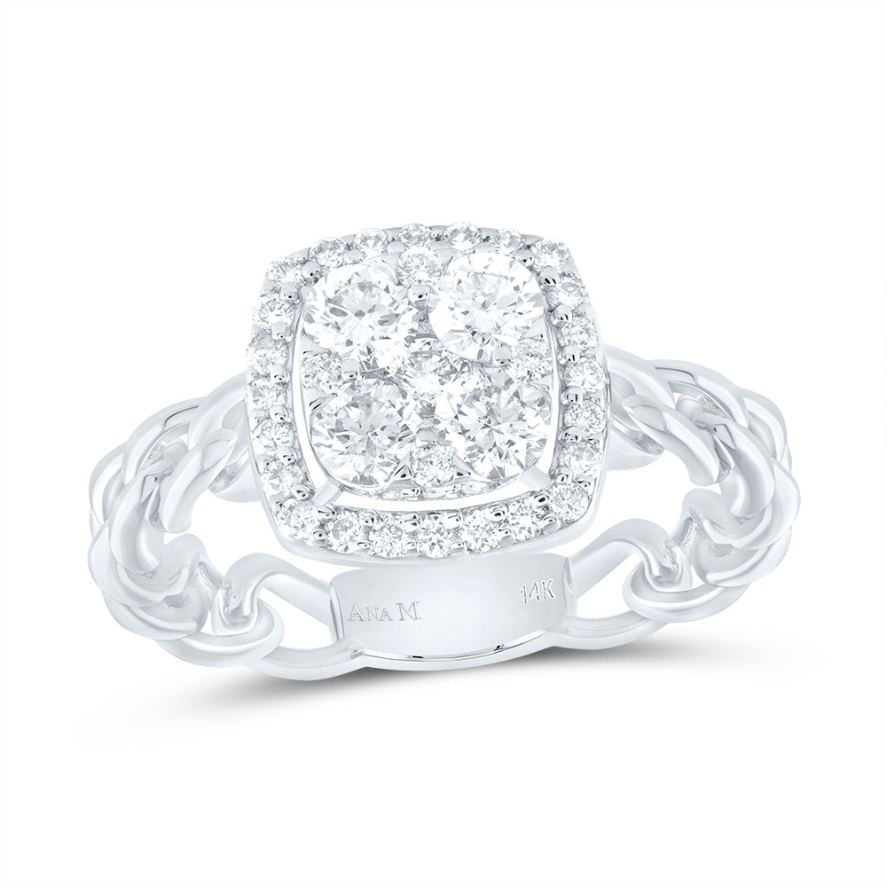 14kt White Gold 5/8 Cttw Diamond Ana M Cushion Bridal Wedding Engagement Anniversary Ring, Women Size: 5-9