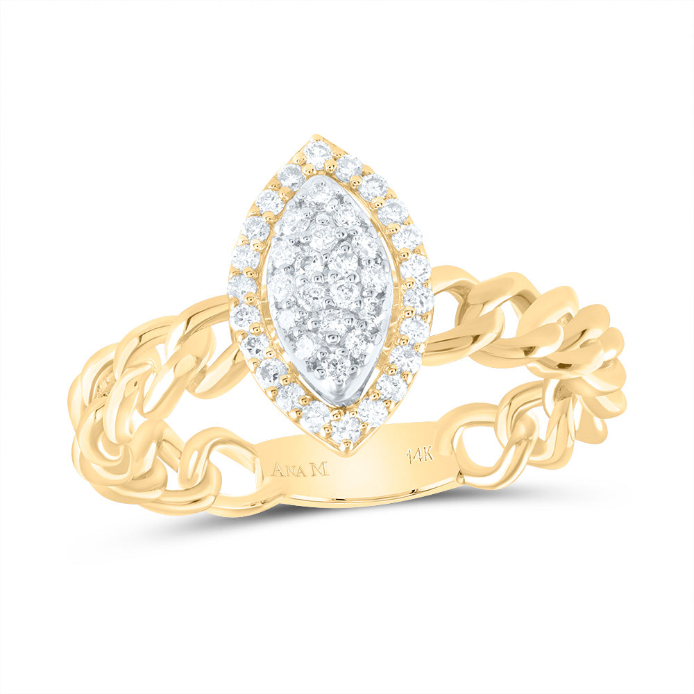 14kt Yellow Gold 1/4 Cttw Diamond Ana M Marquise Bridal Wedding Engagement Anniversary Ring, Women Size: 5-9