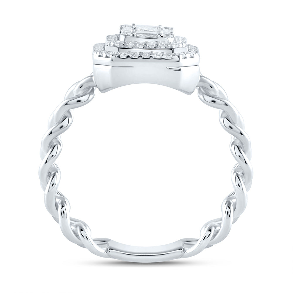 14kt White Gold 1/2 Cttw Diamond Ana M Octagon Bridal Wedding Engagement Anniversary Ring, Women Size: 5-9