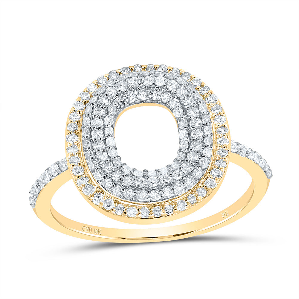10kt Yellow Gold Diamond Fashion Initial Ladies Wedding Engagement Anniversary Ring