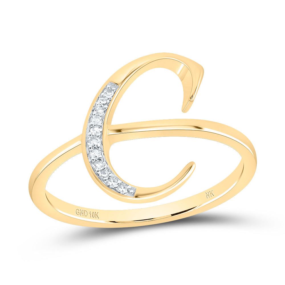 10kt Yellow Gold Diamond Initial Ladies Wedding Engagement Anniversary Ring