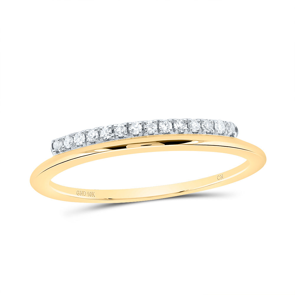 10kt Yellow Gold 1/10 Cttw Diamond Fashion Bridal Wedding Engagement Anniversary Womens Band, Women Size: 5-9