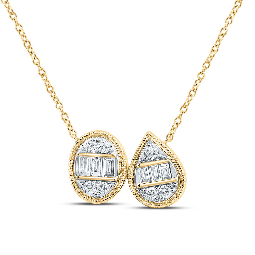 14kt Yellow Gold 1/3 Cttw Diamond Ana M Fashion Oval-pear Necklace, Length: 18 Inch