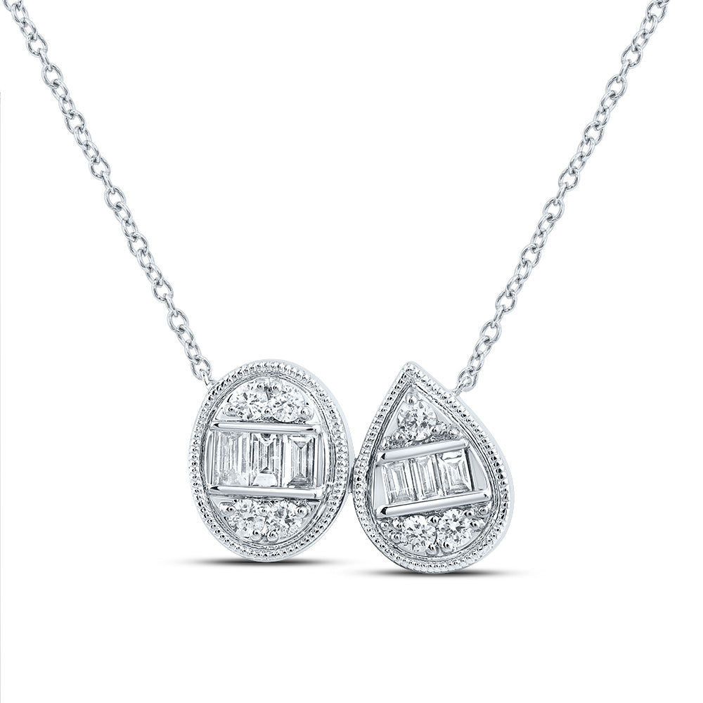 14kt White Gold 1/3 Cttw Diamond Ana M Fashion Oval-pear Necklace, Length: 18 Inch