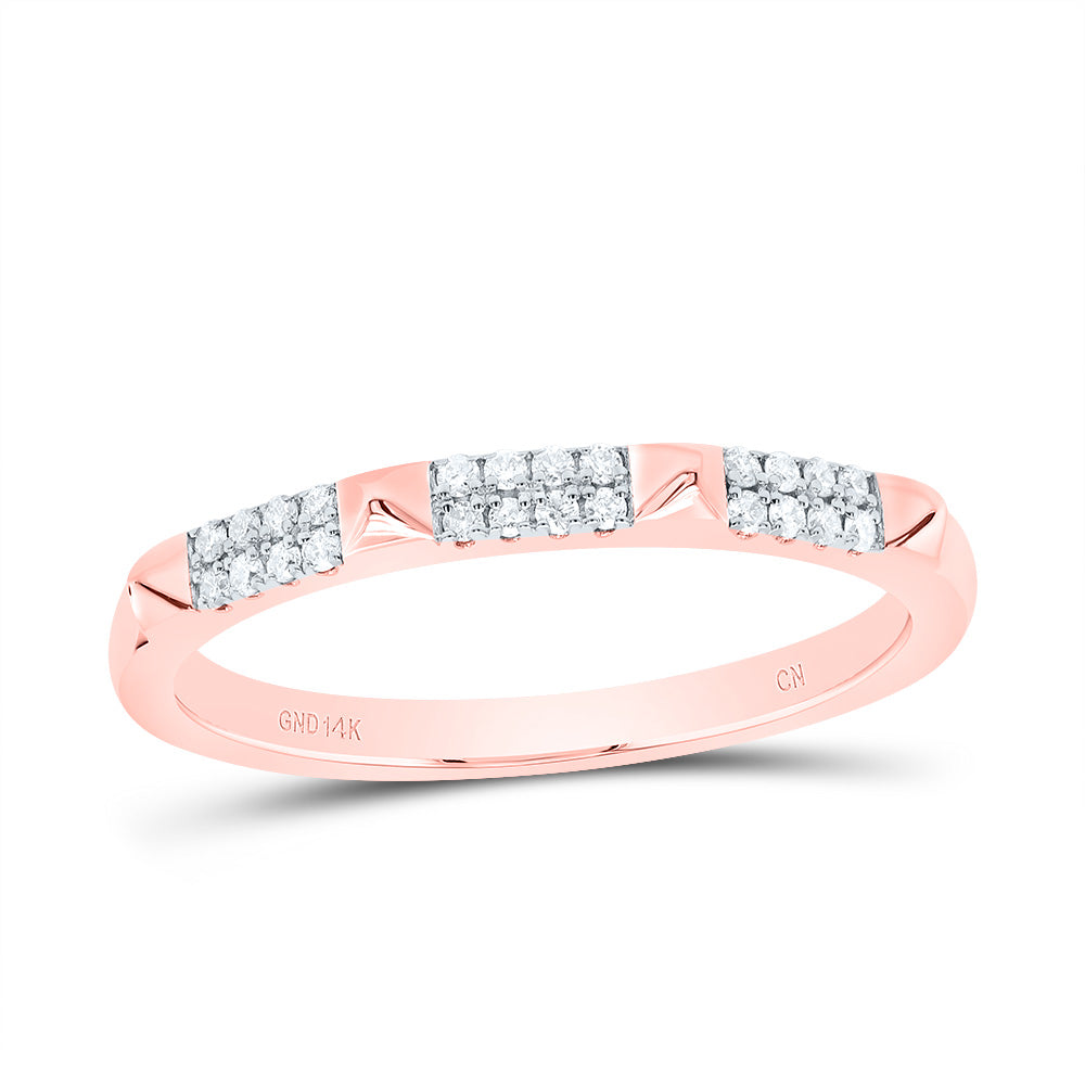 14kt Rose Gold 1/10 Cttw Diamond Fashion Bridal Wedding Engagement Anniversary Womens Band, Women Size: 5-9