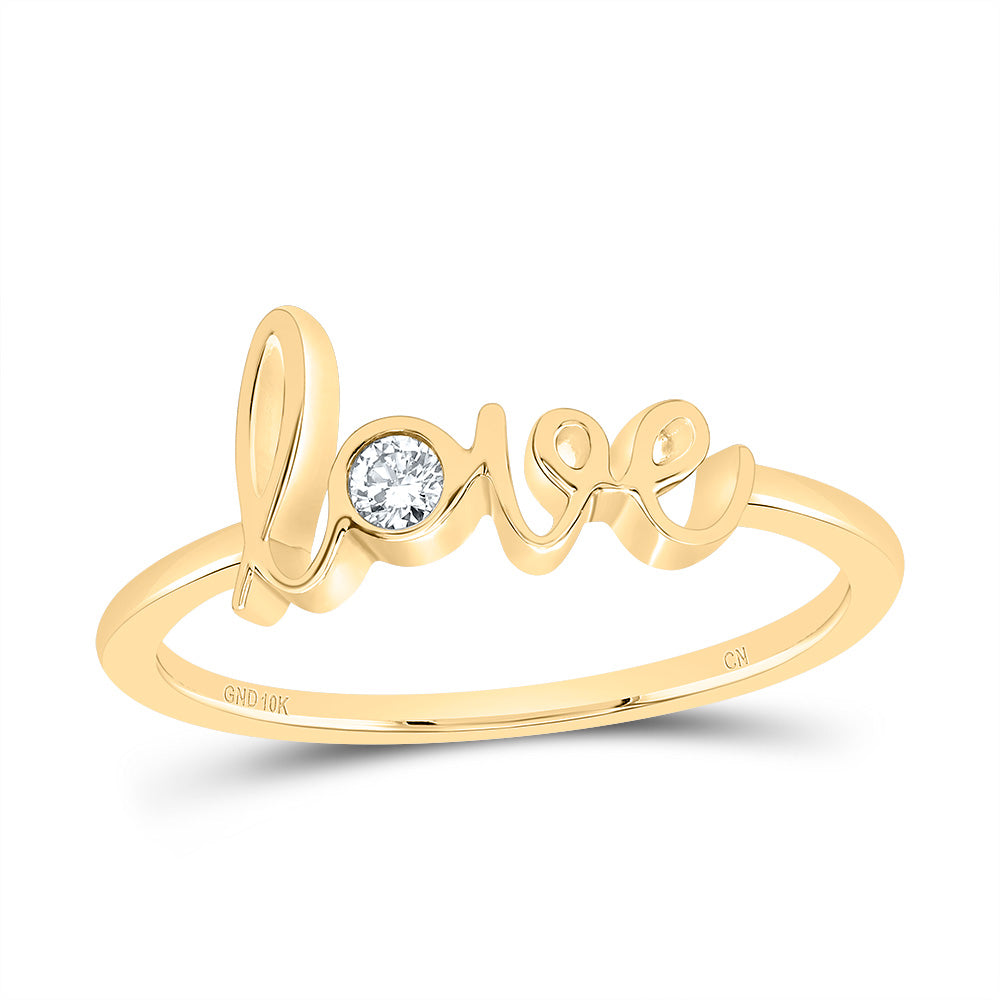 10kt Yellow Gold 1/20 Cttw Diamond Love Fashion Bridal Wedding Engagement Anniversary Womens Band, Women Size: 5-9