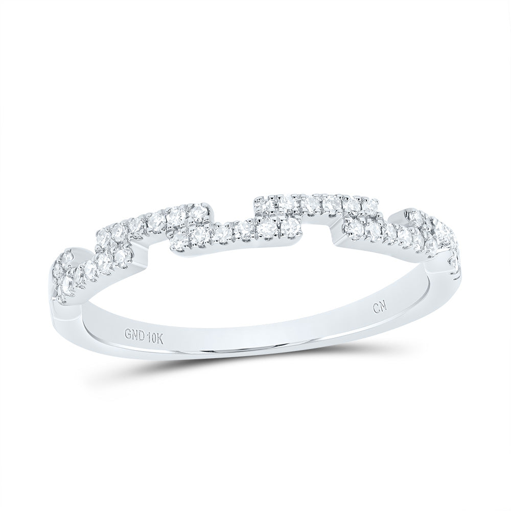 10kt White Gold 1/6 Cttw Diamond Fashion Bridal Wedding Engagement Anniversary Womens Band, Women Size: 5-9