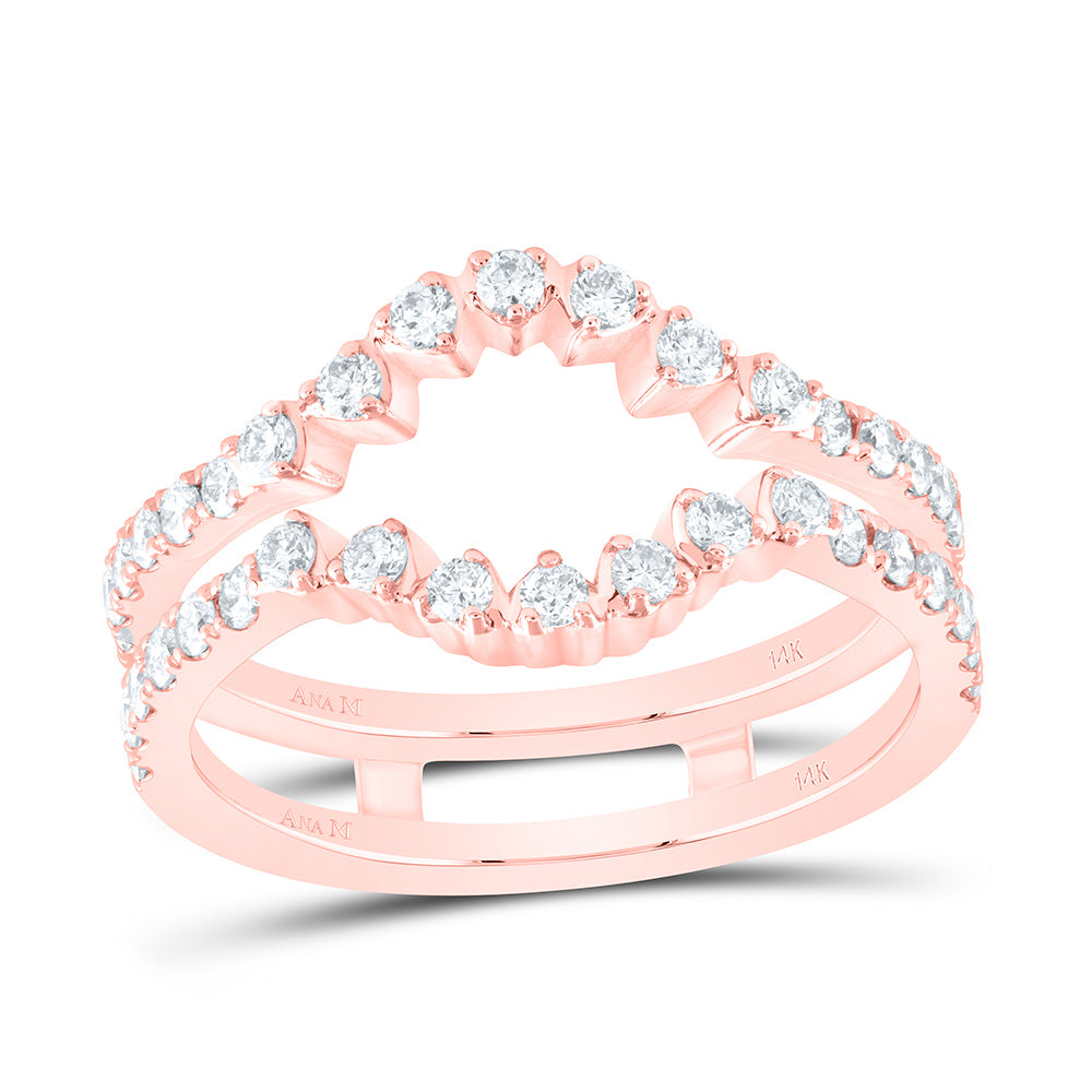 14kt Rose Gold 5/8 Cttw Diamond Ana M Cnc Wedding Engagement Anniversary Enhancer Ring, Women Size: 5-9