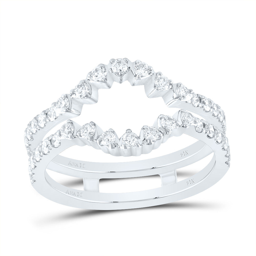 14kt White Gold 5/8 Cttw Diamond Ana M Cnc Wedding Engagement Anniversary Enhancer Ring, Women Size: 5-9