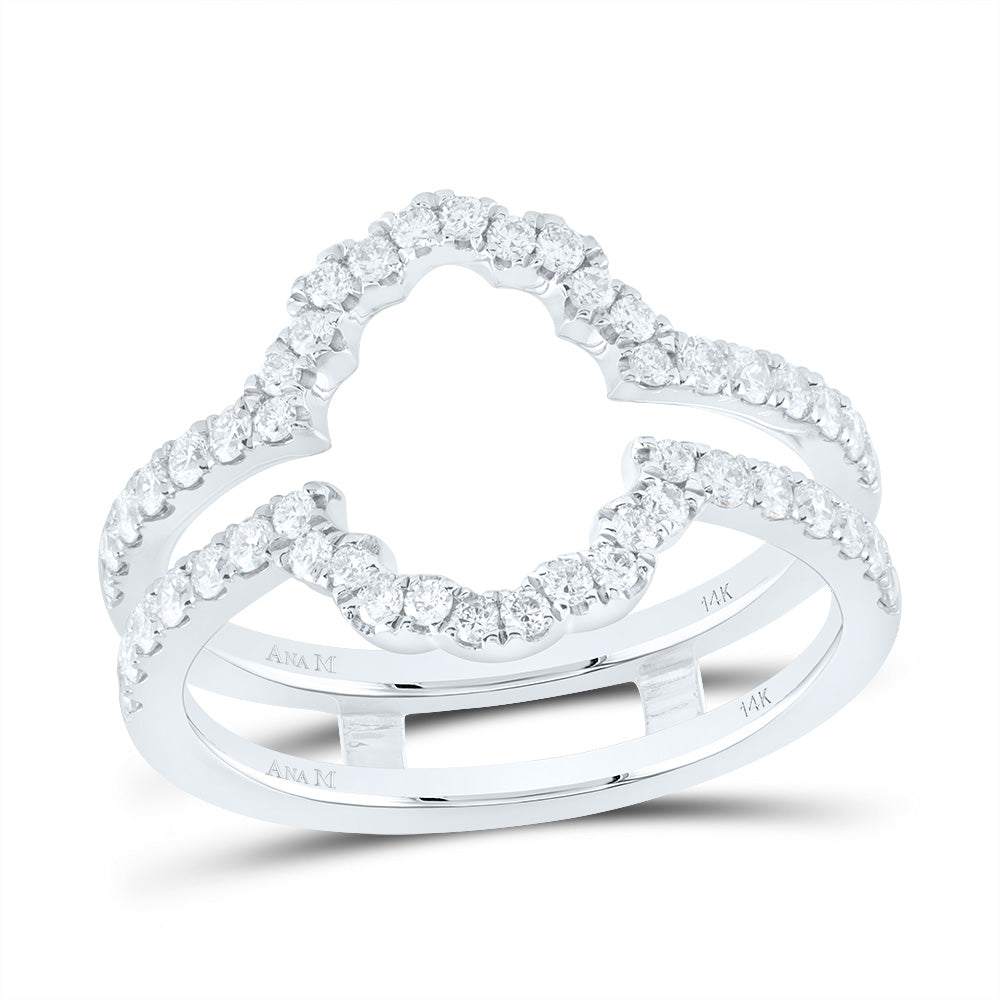 14kt White Gold 5/8 Cttw Diamond Ana M Cnc Wedding Engagement Anniversary Enhancer Ring, Women Size: 5-9