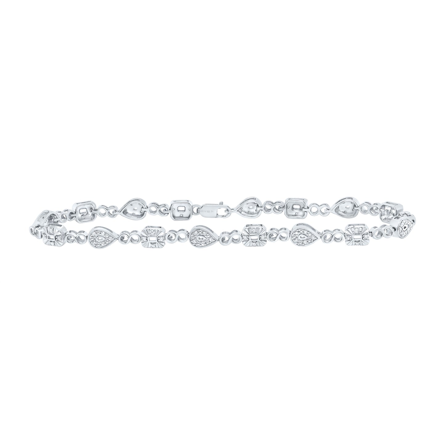 Sterling Silver 1/4 Cttw Diamond Pear Bracelet, Length: 7 Inch