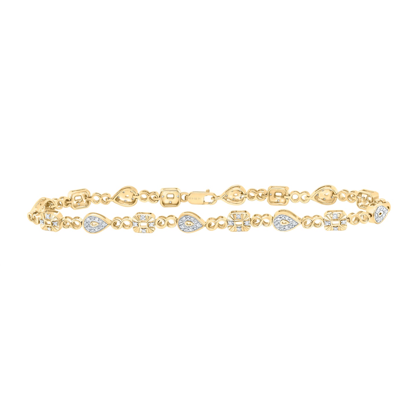 Yellow-tone Sterling 1/4 Cttw Diamond Pear Bracelet, Length: 7 Inch