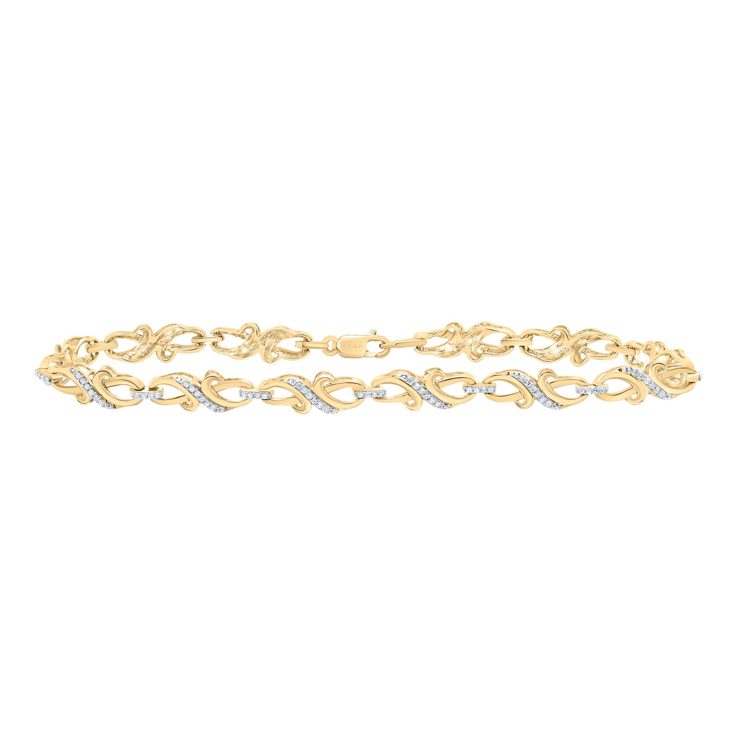 Yellow-tone Sterling 1/3 Cttw Diamond Bracelet, Length: 7 Inch