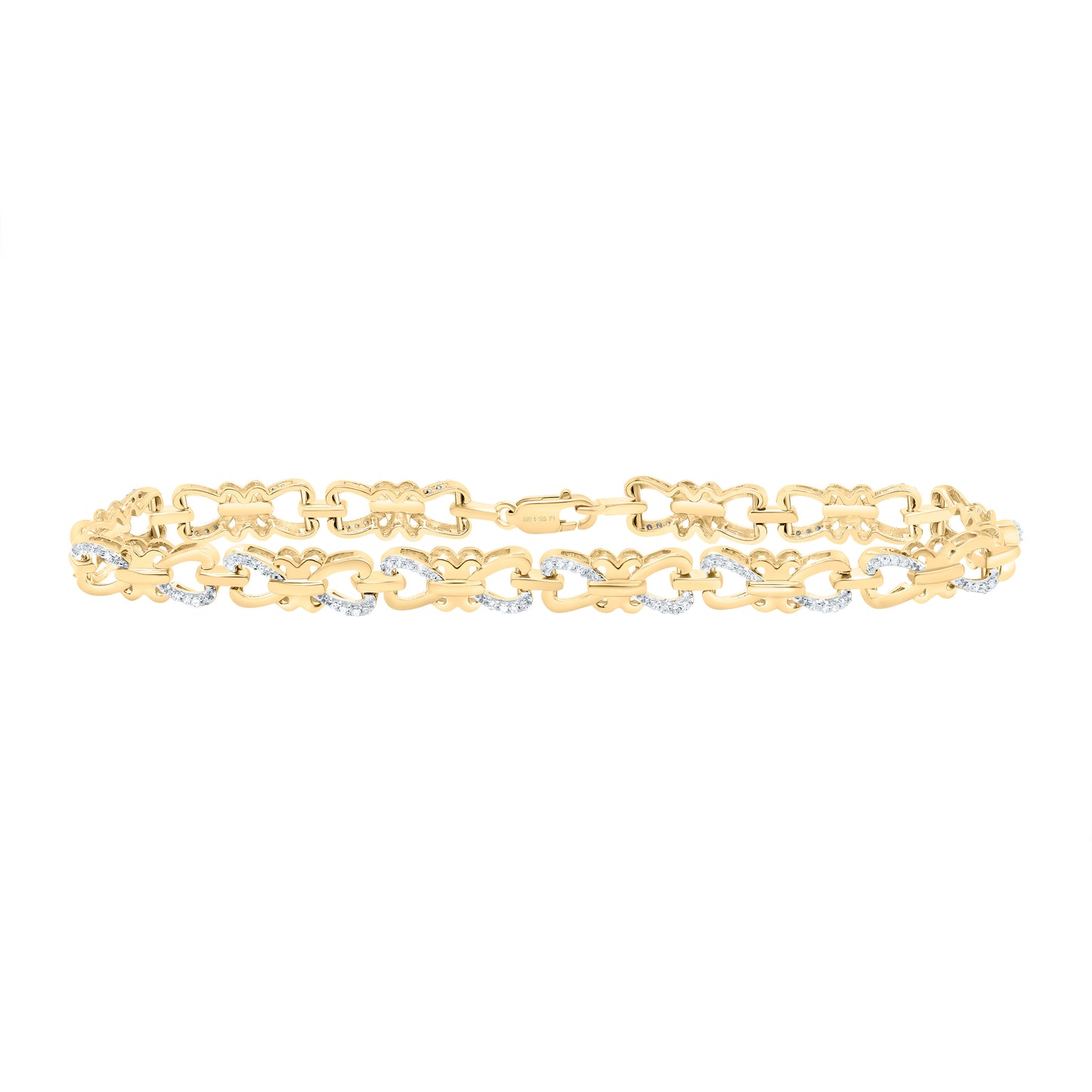 Yellow-tone Sterling 1/4 Cttw Diamond Bracelet, Length: 7 Inch