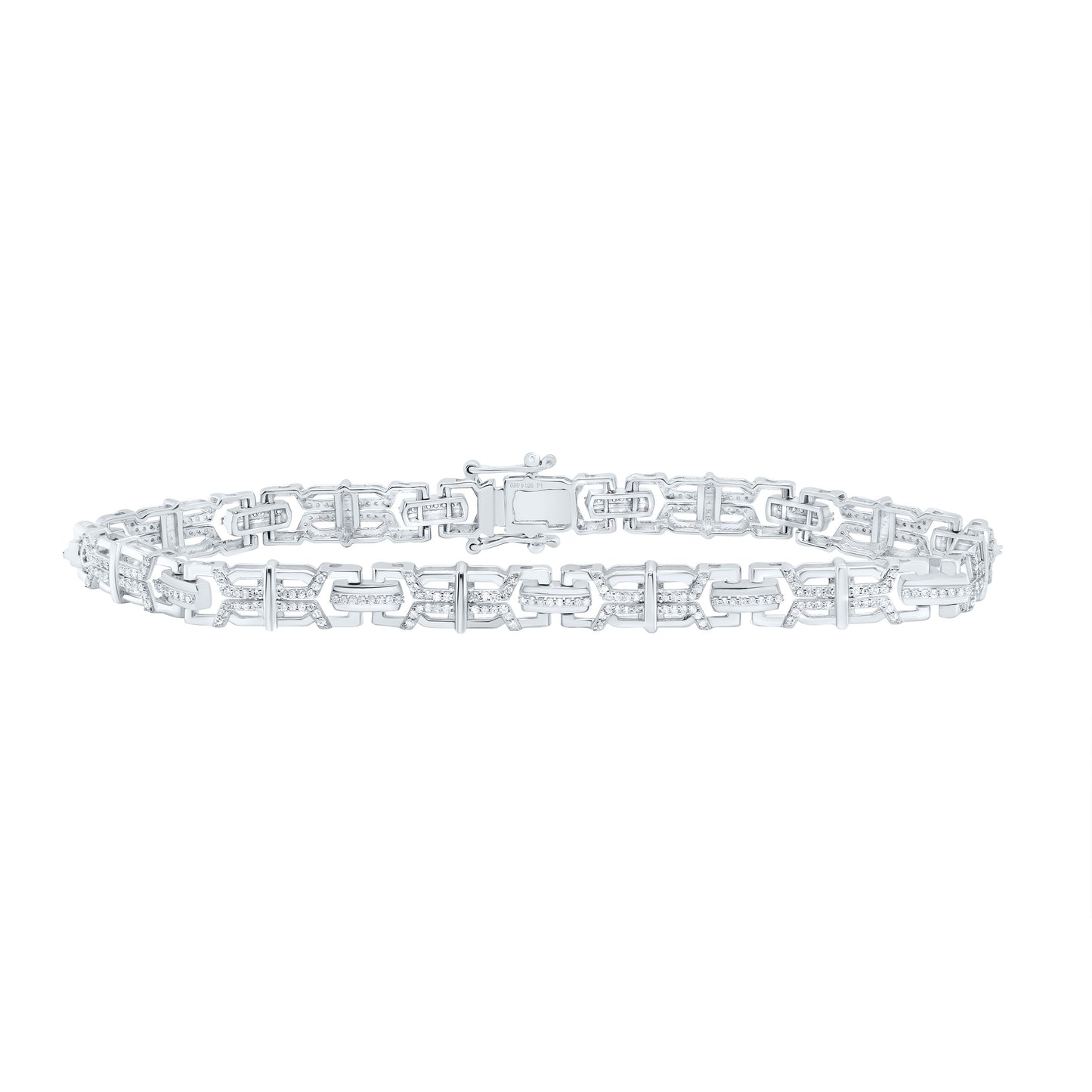 Sterling Silver 1.00 Cttw Diamond Bracelet, Length: 8 Inch
