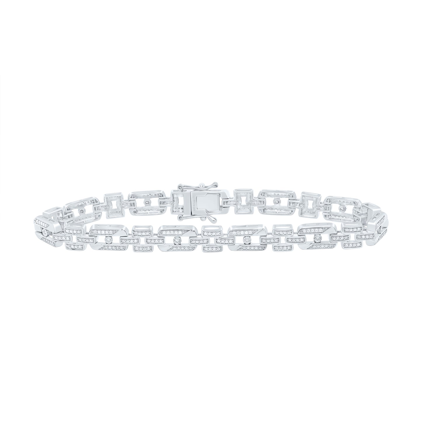 Sterling Silver 1 Cttw Diamond Bracelet, Length: 8 Inch