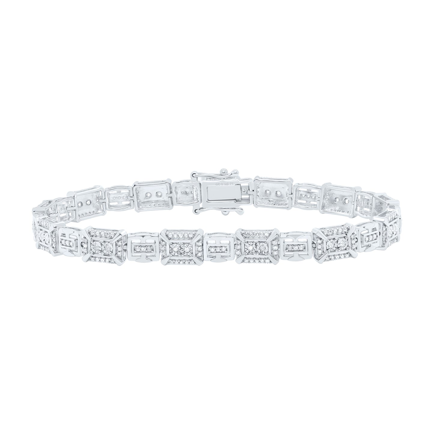 Sterling Silver 1 Cttw Diamond Bracelet, Length: 8 Inch