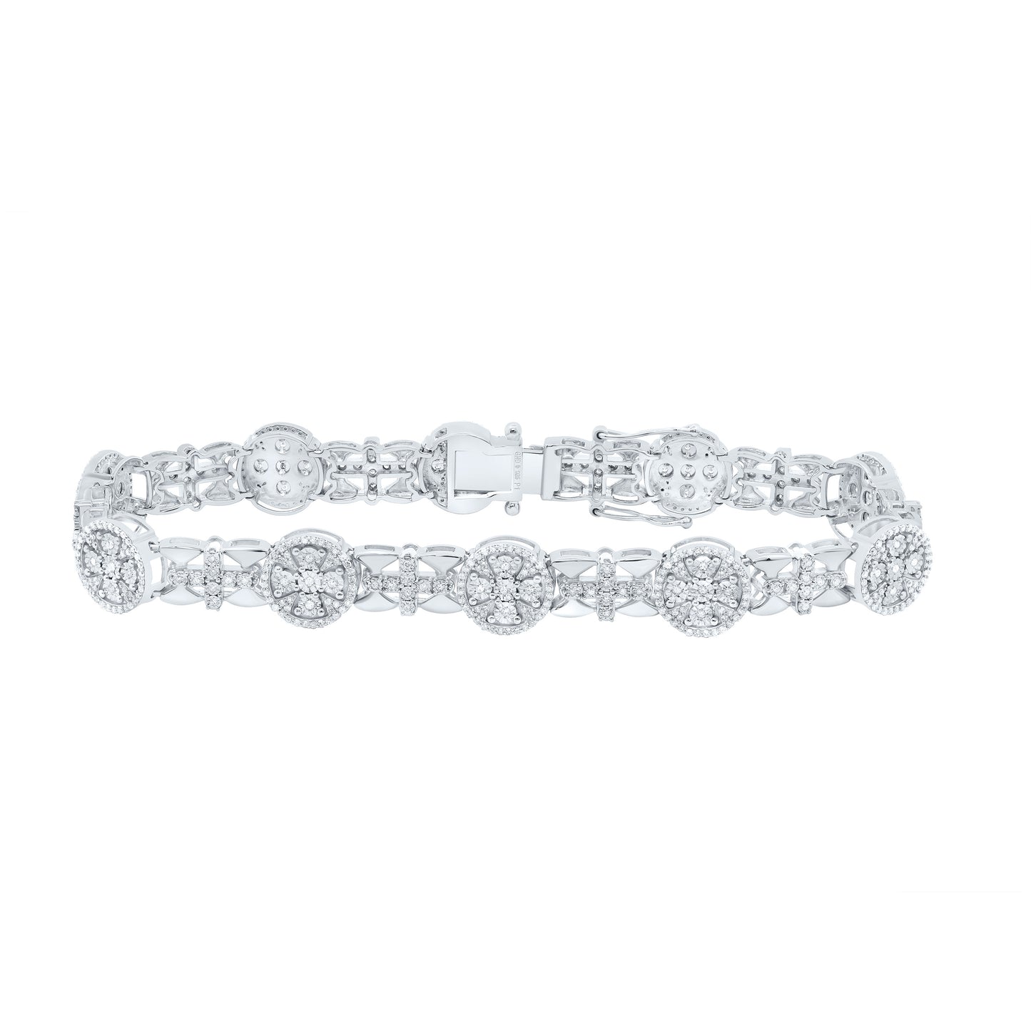 Sterling Silver White-Tone 1 5/8 Ct Diamond Bracelet (8 Inch)