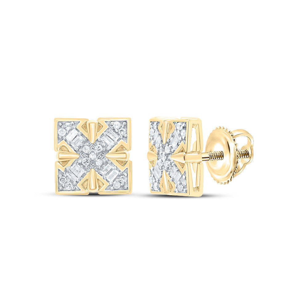 Yellow-tone Sterling 1/6 Cttw Diamond Stud Earring