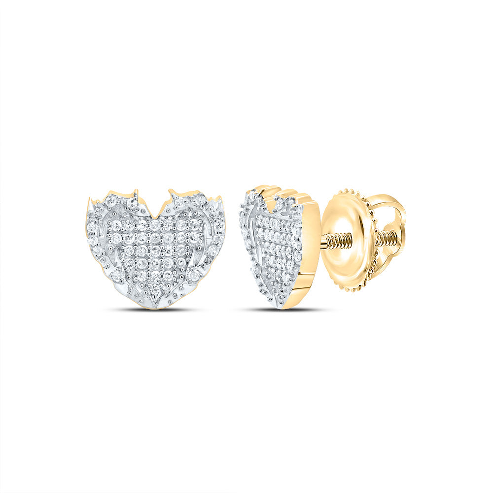 Yellow-tone Sterling 1/5 Cttw Diamond Flame Heart Stud Earring