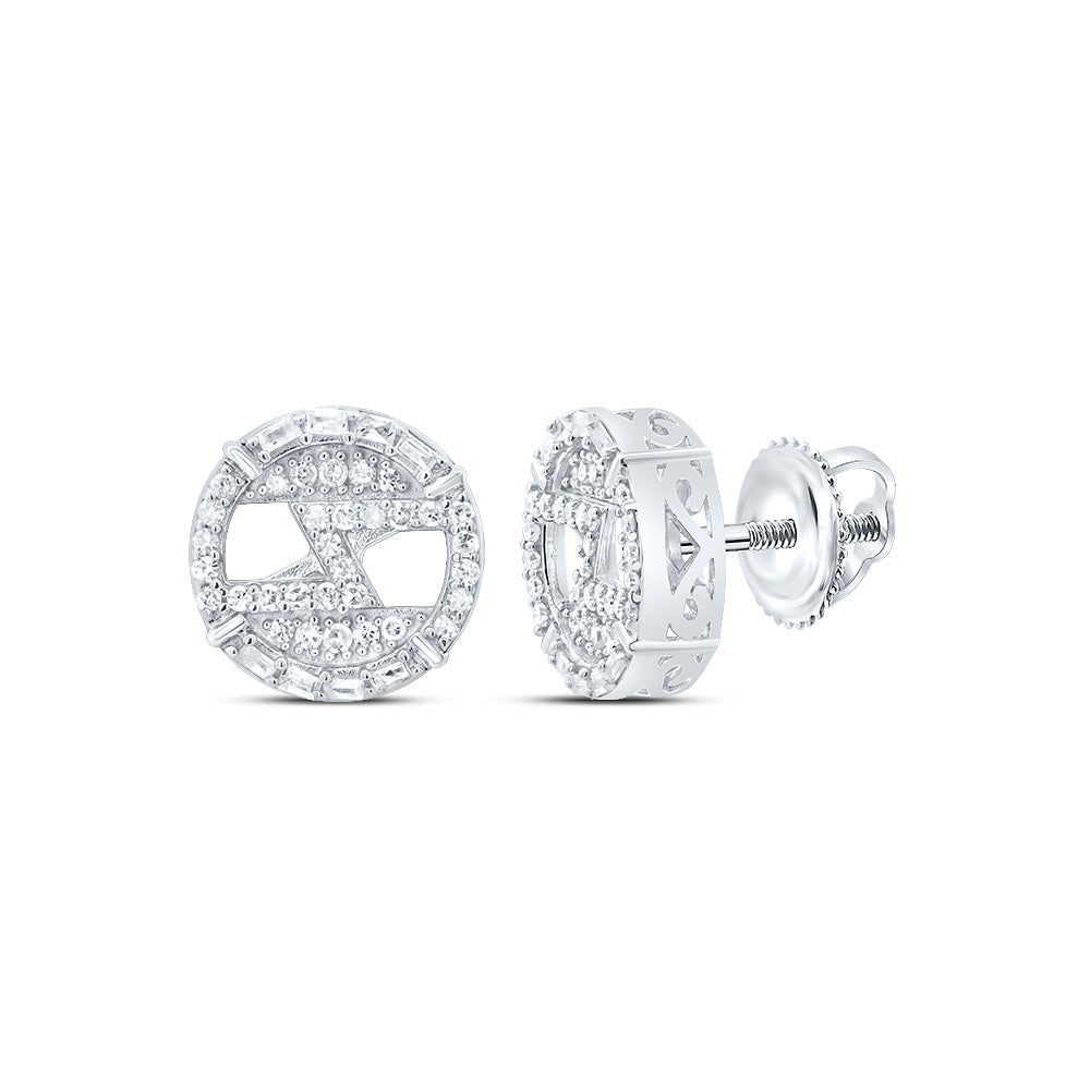 Sterling Silver 1/3 Cttw Diamond Round Stud Earring