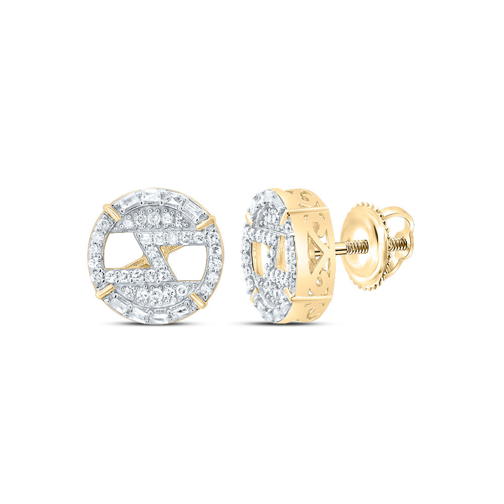Yellow-tone Sterling 1/3 Cttw Diamond Round Stud Earring